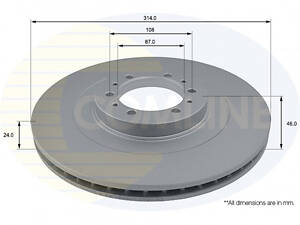 Comline - Диск гальмівний вентильований з покриттям