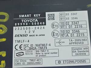 Computer assy, smart key Блок Smart key Lexus LS460 LS600h 07-12 USF4 (01) 89990-50040