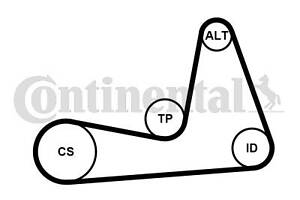 CONTINENTAL 6PK1130K1 Комплект ремінця генератора Renault Kangoo/Megane/Scenic 1.6 16V/1.5 dCi 02- (6PK1130)