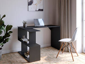 Стіл комп'ютерний поворотний з полицями М-ЗОН Джеко 1200 Антрацит (MZN-031033)