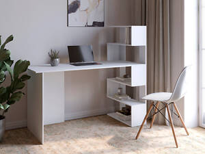 Cтіл комп'ютерний з полицями М-ЗОН Джеко 1416P правий Німфея Альба (MZN-031028)