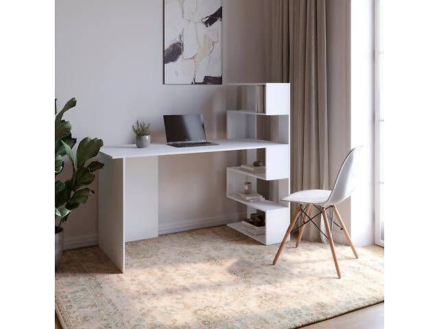 Cтіл комп'ютерний з полицями М-ЗОН Джеко 1416P правий Німфея Альба (MZN-031028) - Фото 1