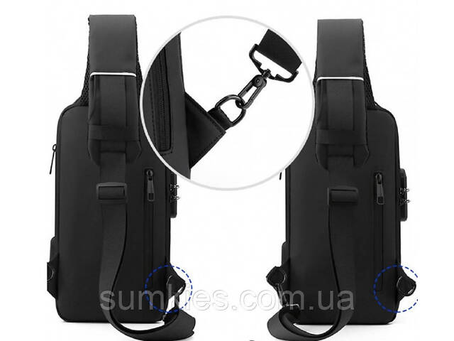 Сумка, слінг нагрудна на ремені Confident чорна - Фото 3