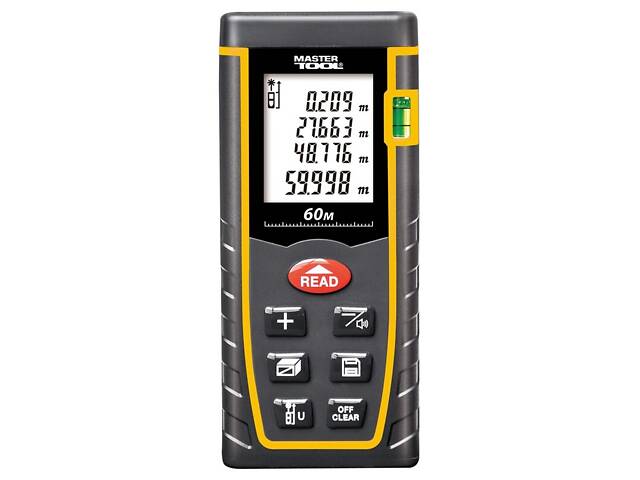 Далекомір лазерний MASTERTOOL до 60 м ± 2 мм/м пам'ять 30 клас лазера I IP54 живлення ААА*2 чохол 30-0960 - Фото 2