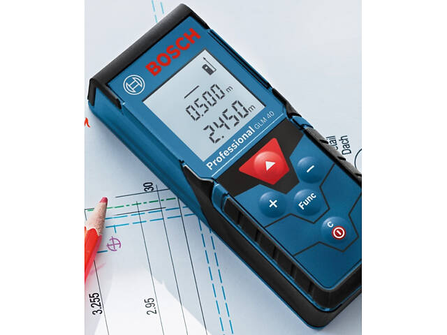 Далекомір лазерний Bosch GLM 40 ± 1.5 мм, 0,15-40м, синій (0.601.072.900) - Фото 3