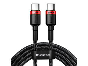 Дата-кабель Baseus Cafule Type-C to Type-C PD2.0 100W (2m) (CATKLF-AL) Red / Black