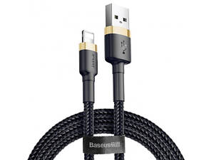 Дата кабель Baseus Cafule USB to Lightning 2.4A (1m) (CALKLF-B) Золотой / Черный