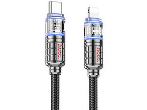 Дата кабель Hoco U122 Lantern Transparent Discovery Edition Type-C to Lightning (1.2m) Black