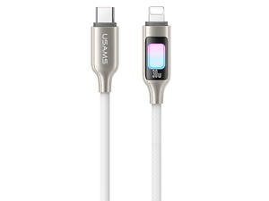 Дата-кабель Usams US-SJ749 With Colorful Light TC Ser. Type-C to Lightning 30W (1.2m) Titanium
