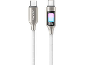 Дата-кабель Usams US-SJ750 With Colorful Light TC Ser. Type-C to Type-C 100W (1.2m) Titanium