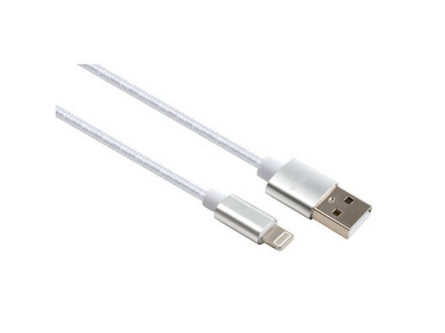 Дата кабель USB 2.0 AM to Lightning 1m nylon silver Vinga (VCPDCLNB1S) - Фото 1