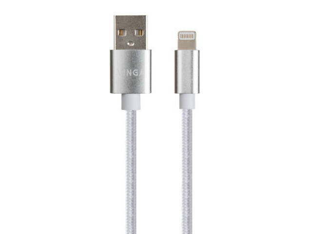 Дата кабель USB 2.0 AM to Lightning 1m nylon silver Vinga (VCPDCLNB1S) - Фото 2