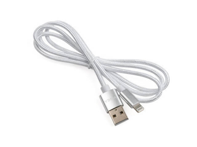 Дата кабель USB 2.0 AM to Lightning 1m nylon silver Vinga (VCPDCLNB1S) - Фото 3