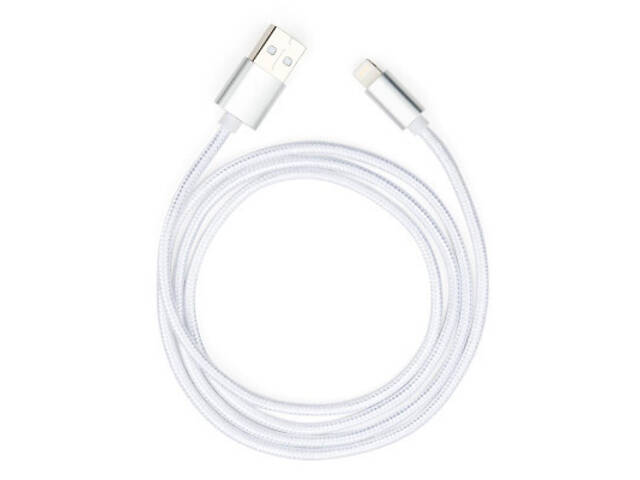 Дата кабель USB 2.0 AM to Lightning 1m nylon silver Vinga (VCPDCLNB1S) - Фото 5