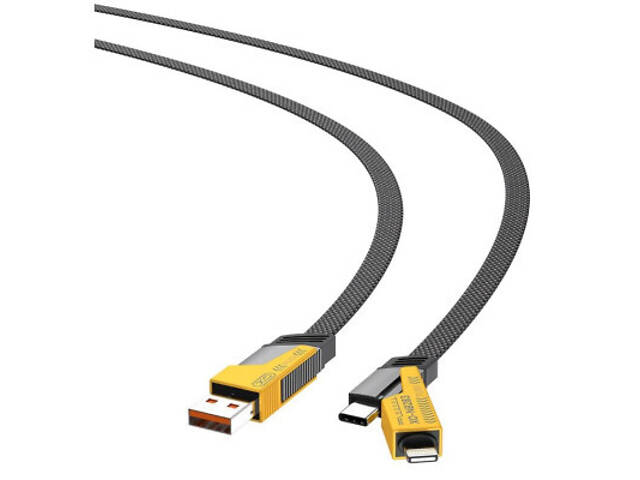 Дата-кабель USB 2.0 AM to USB-C + USB 2.0 AM to Lightning 1.0m 60W black XO (NB283_4-in-1_Black) - Фото 2