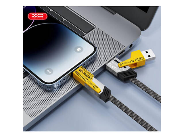Дата-кабель USB 2.0 AM to USB-C + USB 2.0 AM to Lightning 1.0m 60W black XO (NB283_4-in-1_Black) - Фото 4