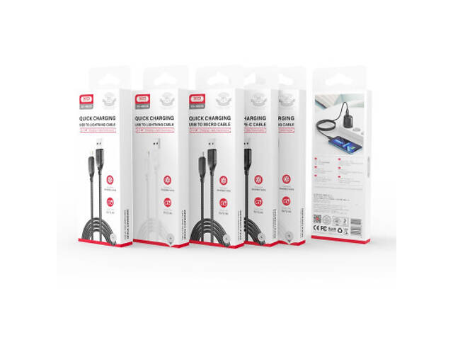 Дата кабель USB 2.0 AM to USB-C 1.0m braided black XO (NB235_C_Black) - Фото 3