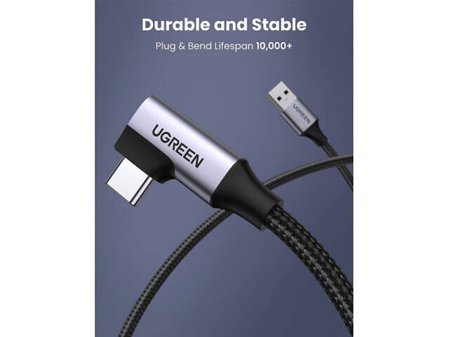 Дата кабель USB 3.0 Type-C to Type-C 1.0m 60W US385 90-degree Black Ugreen (20299) - Фото 3