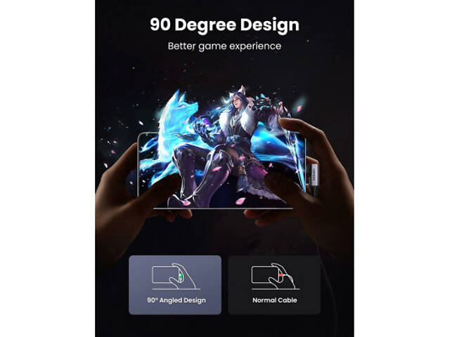 Дата кабель USB 3.0 Type-C to Type-C 1.0m 60W US385 90-degree Black Ugreen (20299) - Фото 4