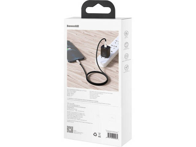 Дата кабель USB-C to Lightning 1.0m Cafule Metal PD 20W black Baseus (CATLJK-A01) - Фото 5
