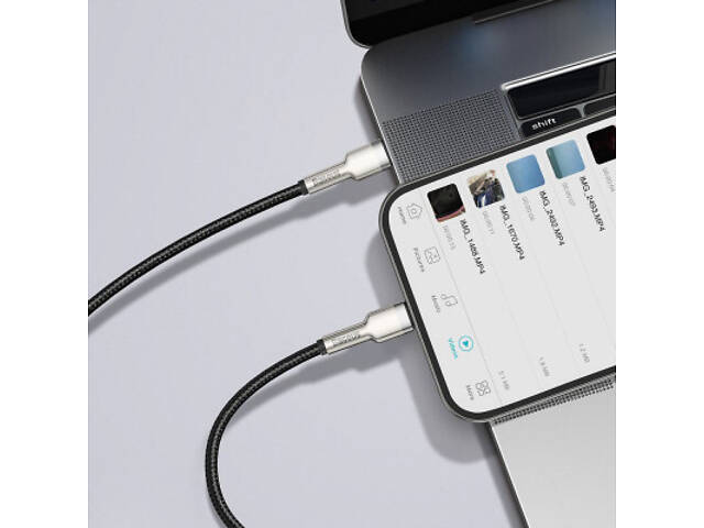 Дата кабель USB-C to Lightning 1.0m Cafule Metal PD 20W black Baseus (CATLJK-A01) - Фото 6