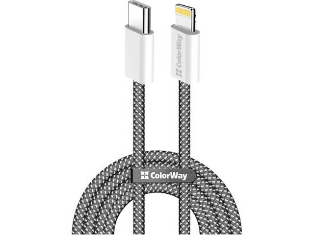 Дата кабель USB-C to Lightning 1.0m 27W black ColorWay (CW-CBPDCL061-BK) - Фото 1