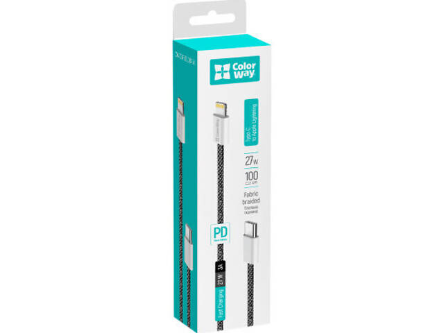 Дата кабель USB-C to Lightning 1.0m 27W black ColorWay (CW-CBPDCL061-BK) - Фото 3
