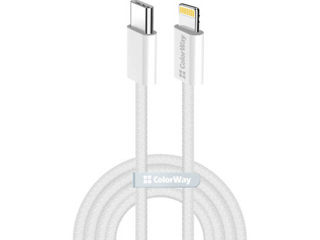 Дата кабель USB-C to Lightning 1.0m 27W grey ColorWay (CW-CBPDCL061-GR) - Фото 1