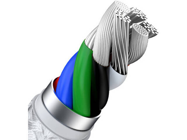 Дата кабель USB-C to Lightning 2.0m Cafule Metal PD 20W white Baseus (CATLJK-B02) - Фото 2