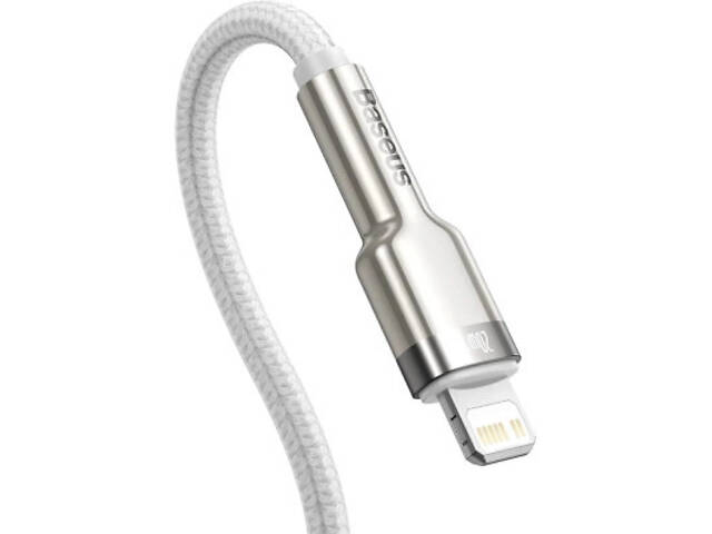 Дата кабель USB-C to Lightning 2.0m Cafule Metal PD 20W white Baseus (CATLJK-B02) - Фото 7