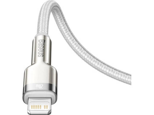 Дата кабель USB-C to Lightning 2.0m Cafule Metal PD 20W white Baseus (CATLJK-B02) - Фото 9