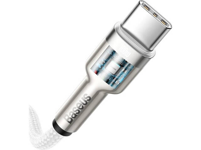 Дата кабель USB-C to Lightning 2.0m Cafule Metal PD 20W white Baseus (CATLJK-B02) - Фото 10