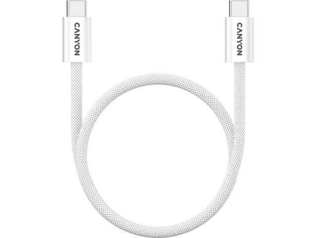 Дата кабель USB-C to USB-C 1.0m 60W Magnet Braided White Canyon (CND-CCMG60AB15W) - Фото 1