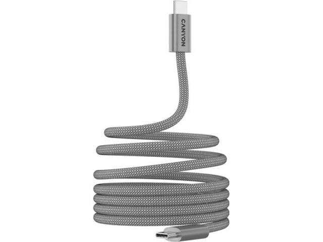 Дата кабель USB-C to USB-C 1.0m 60W Magnet Braided Light Grey Canyon (CND-CCMG60AB15LG) - Фото 3