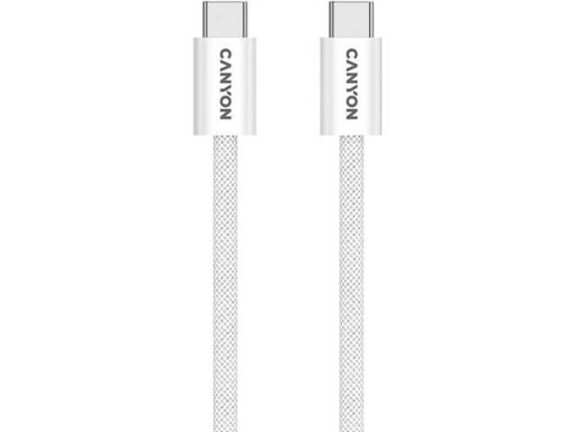 Дата кабель USB-C to USB-C 1.0m 60W Magnet Braided White Canyon (CND-CCMG60AB15W) - Фото 4