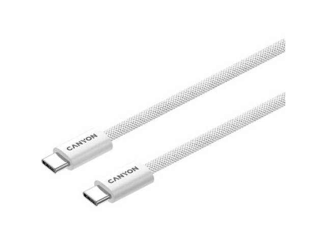 Дата кабель USB-C to USB-C 1.0m 60W Magnet Braided White Canyon (CND-CCMG60AB15W) - Фото 5