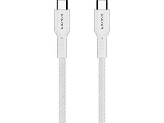 Дата кабель USB-C to USB-C 1.0m OnWire 60CL C-C 60W COLOR Braided 1m White Canyon (CND-CCAP60AB10W) - Фото 3