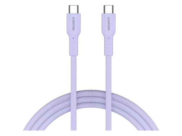 Дата кабель USB-C to USB-C 1.0m OnWire 60CL C-C 60W COLOR Braided 1m Purple Canyon (CND-CCAP60AB10PU) - Фото 1