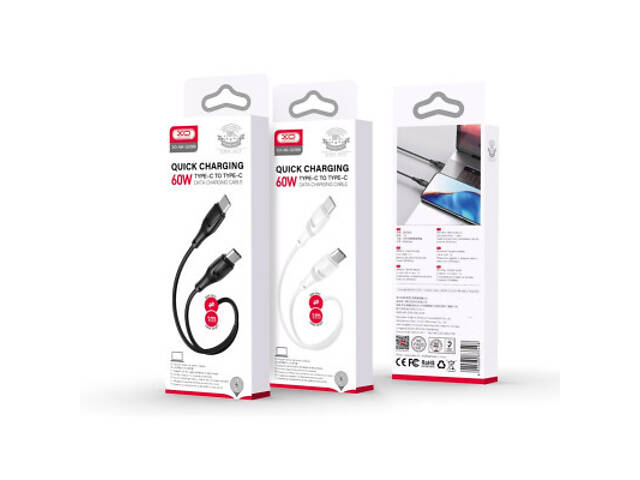 Дата кабель USB-C to USB-C 1.0m 60W High Elastic Zeus XO (NBQ239B_White) - Фото 2