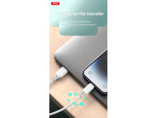 Дата кабель USB-C to USB-C 1.0m 60W braided XO (NBQ236B_White) - Фото 6