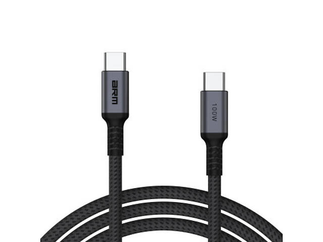 Дата кабель USB-C to USB-C 2.0m PD 100W чорно-сірий Armorstandart (ARM69371) - Фото 1