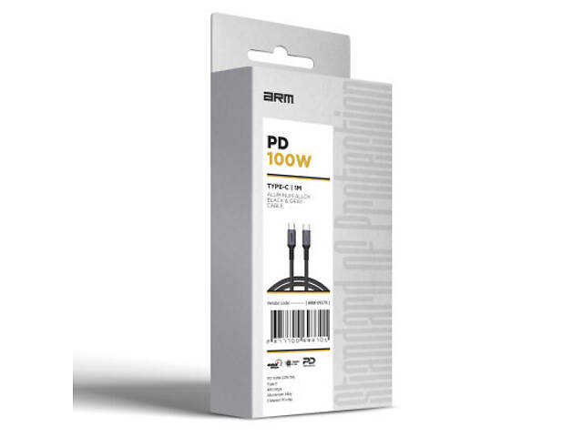 Дата кабель USB-C to USB-C 2.0m PD 100W чорно-сірий Armorstandart (ARM69371) - Фото 5