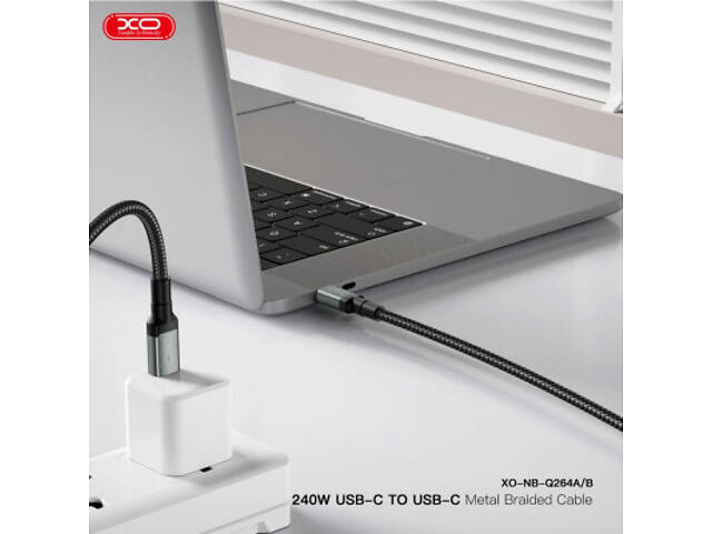 Дата кабель USB-C to USB-C 2.0m 240W black XO (NBQ264B_С_Black) - Фото 4