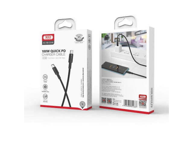 Дата кабель USB-C to USB-C 1.0m 100W braided black XO (NBQ199_С_Black) - Фото 3