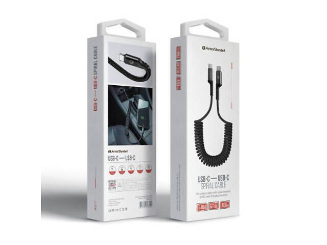 Дата кабель USB-C to USB-C 1.0m Spiral 3A Black Armorstandart (ARM75392) - Фото 3