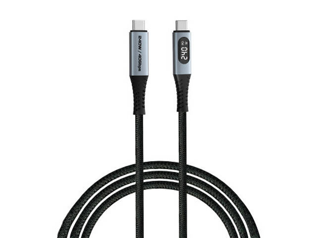 Дата-кабель USB-C to USB-C 1.2m with display 240W black Verbatim (31849) - Фото 1