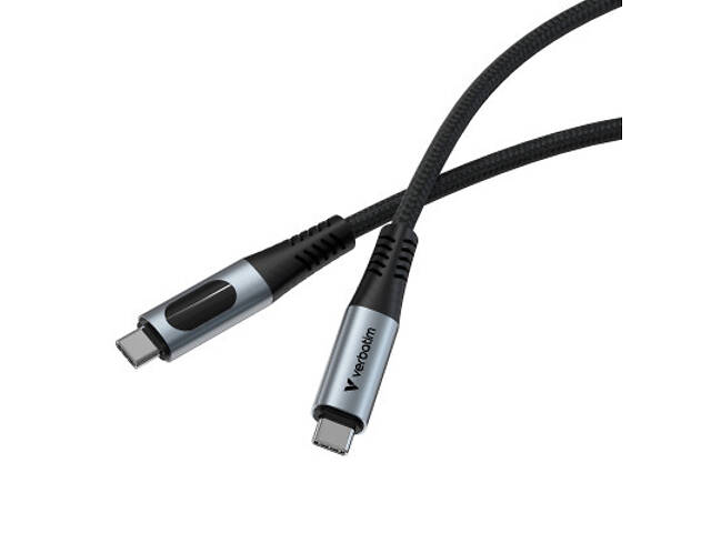 Дата-кабель USB-C to USB-C 1.2m with display 240W black Verbatim (31849) - Фото 2