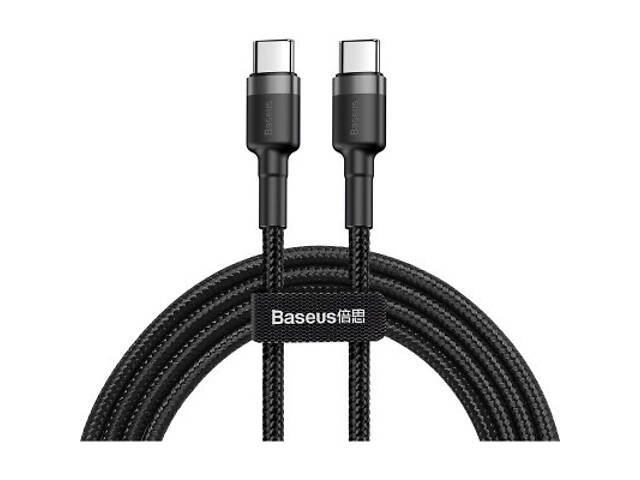Дата кабель USB-C to USB-C 1.0m 3A 60W Cafule Black Baseus (CATKLF-GG1) - Фото 1