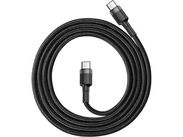 Дата кабель USB-C to USB-C 1.0m 3A 60W Cafule Black Baseus (CATKLF-GG1) - Фото 2
