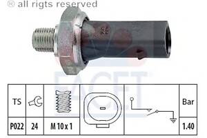 Датчик давления масла (1,2-1,6bar/ 1 конт./черный) VW T4/Golf IV/Audi A4/A6 1.6-5.0 95-10 (7.0135) Facet